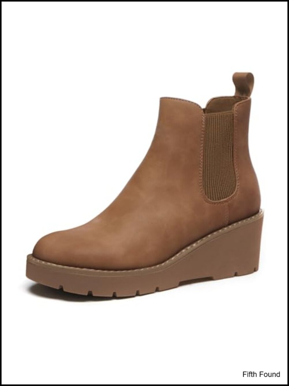 Platform Wedge Chelsea Ankle Boots Nubuck Leather Suede Slip-On